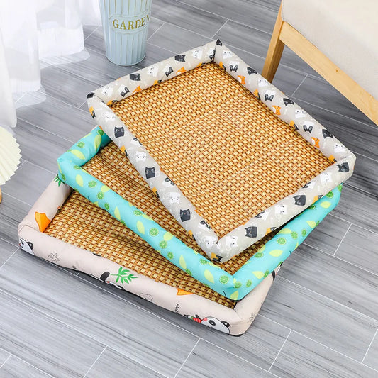 Tapis de lit rafraîchissant pour chat en rotin