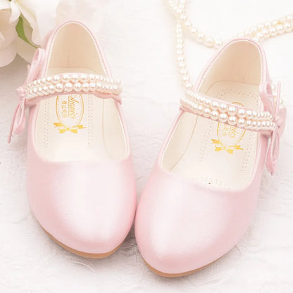 Chaussures plates en cuir à perles florales