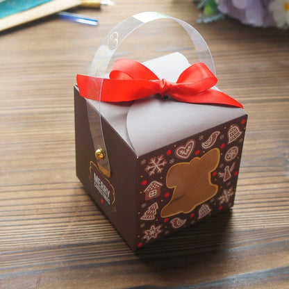 12pcs Christmas Paper Boxes with Window & Handle