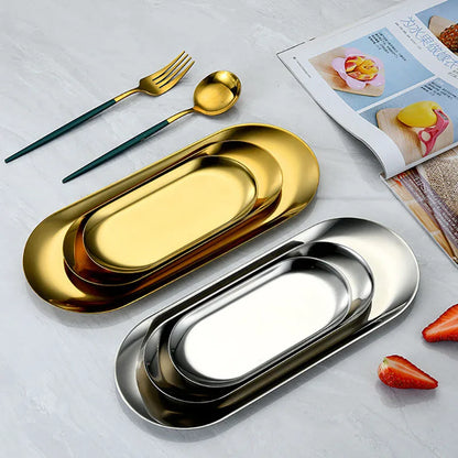 Golden Stainless Steel Tray Set