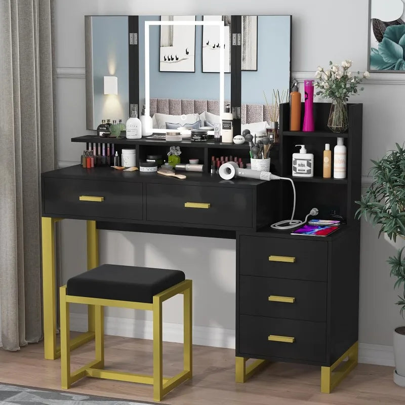 Glam Vanity Set-Schwarzer Schreibtisch