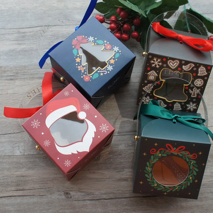 12pcs Christmas Paper Boxes with Window & Handle