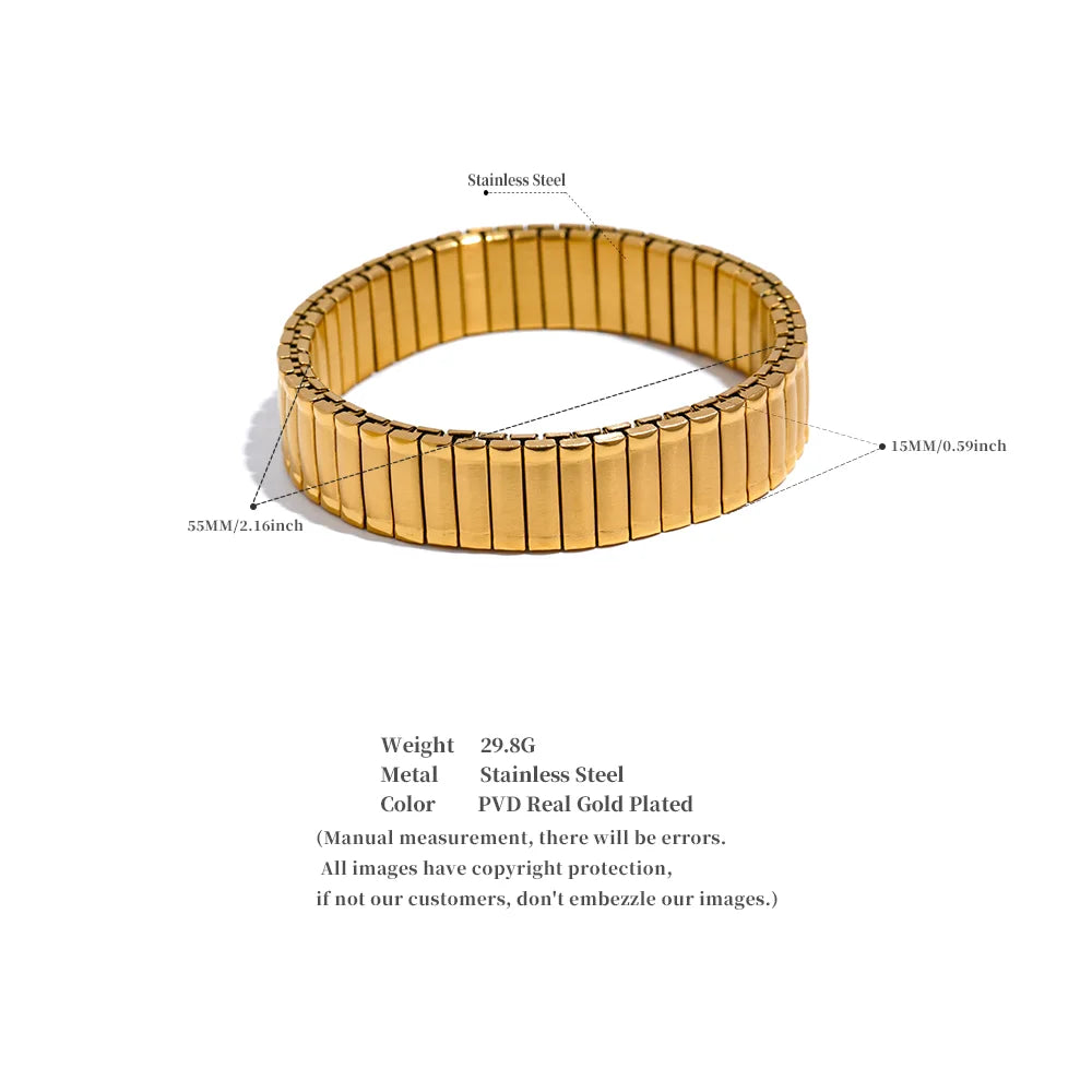 Bracelet jonc élastique en perles d'or fait à la main pour femme