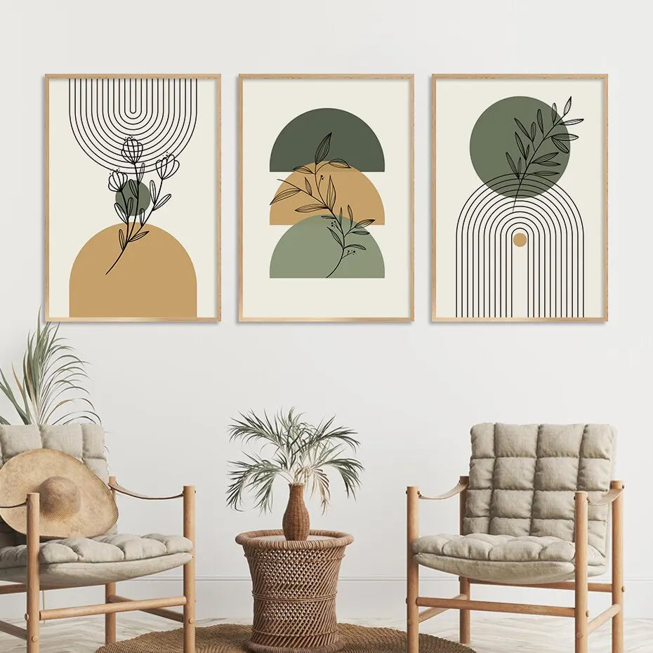 Abstract Green Plants Canvas Wall Art Painting