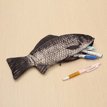 Realistic Fish-Shaped Pencil Case - Zipper Pouch