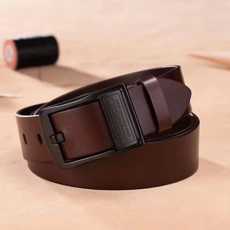 Ceinture en cuir de vachette pour homme - Boucle à ardillon en alliage