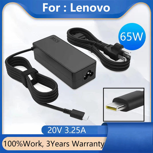 Chargeur d'ordinateur portable USB-C 65 W pour Lenovo