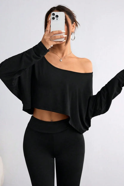Women's Long Sleeve Loose Collar T Shirt