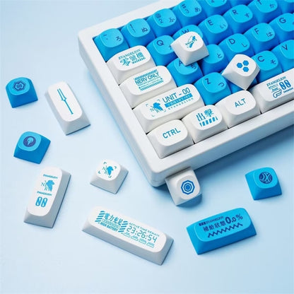 Profil PBT-Tastenkappen – Blau und Weiß – Gamer-Stil