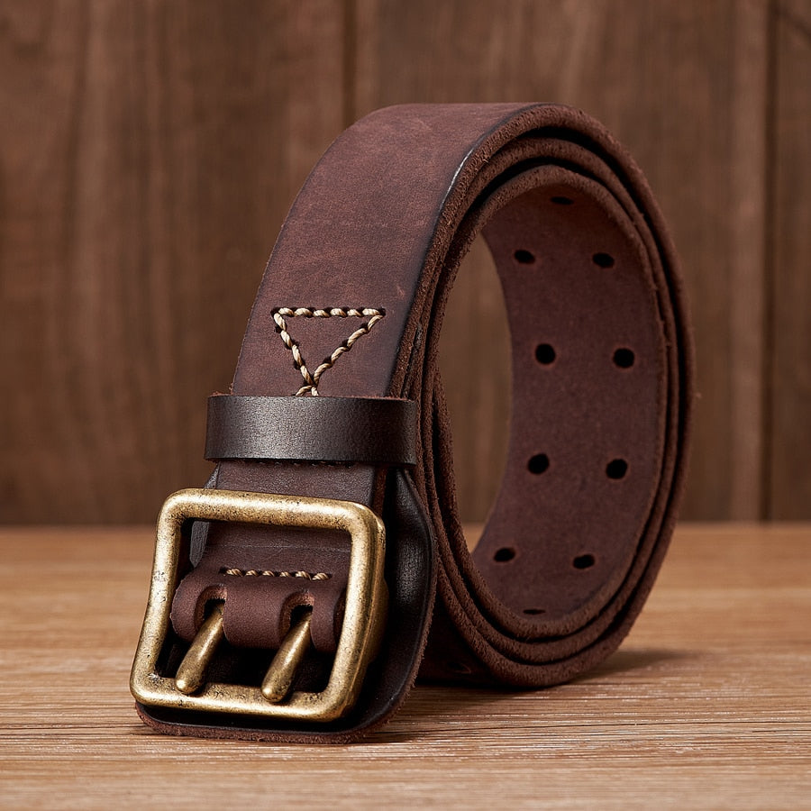 Ceinture large en cuir vintage pour hommes