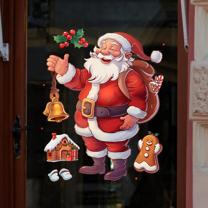 Weihnachts-Fensteraufkleber mit Cartoon-Schneemann und Weihnachtsmann, abnehmbar