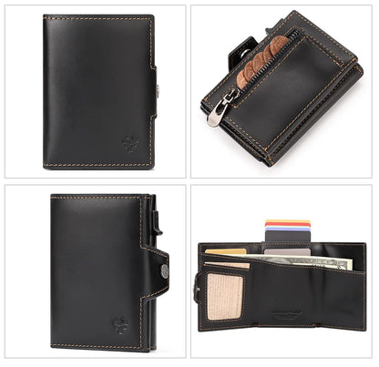 New Automatic Card Holder Genuine Leather Wallet