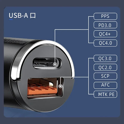 100W Car Charger PD Fast Charging/QC3.0, USB Type C for iPhone