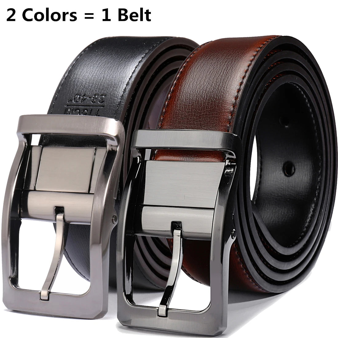 Ceinture réversible en cuir véritable