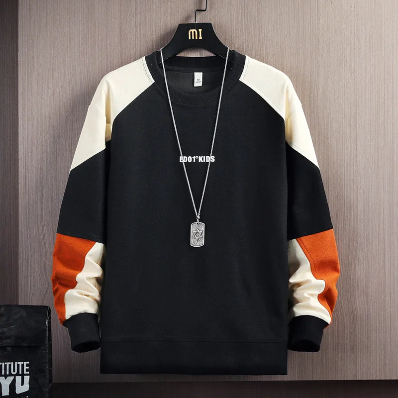 Black White Patchwork Sweatshirt Men's Hoodie