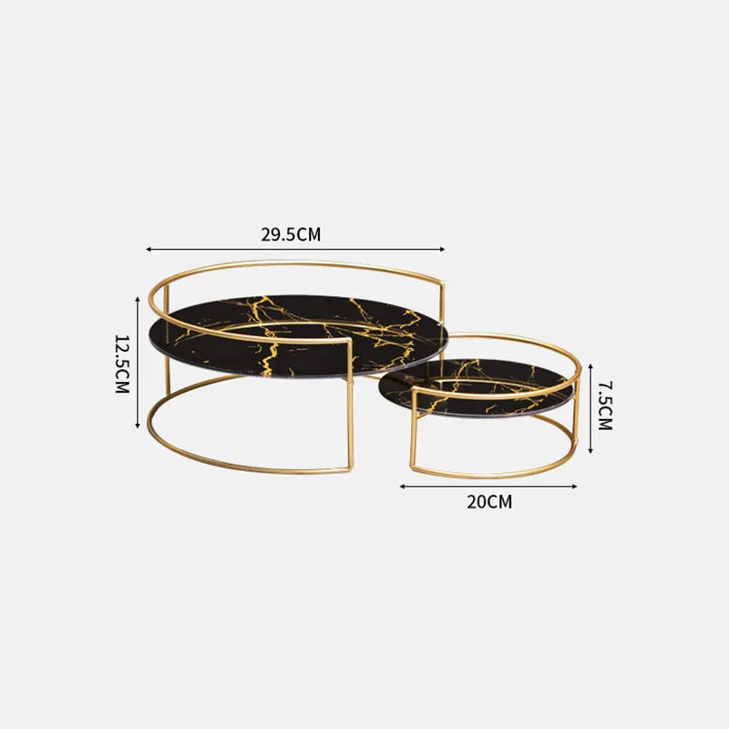 Plateau de rangement en métal marbré pour une décoration moderne