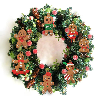 Set mit 12 weihnachtlichen Lebkuchenmann-Ornamenten