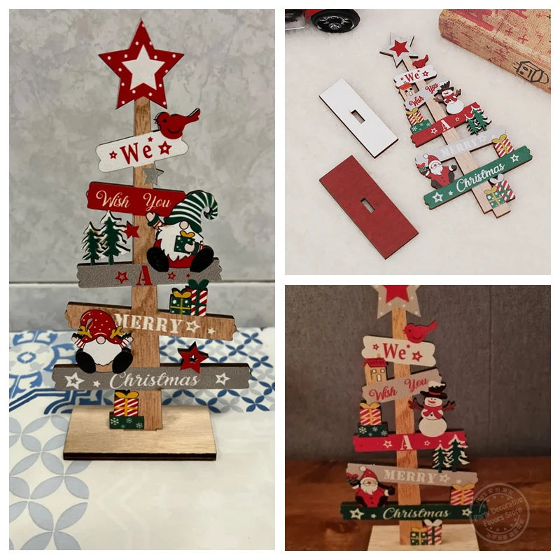 Santa Claus Wooden Desktop Ornament for Christmas Decor