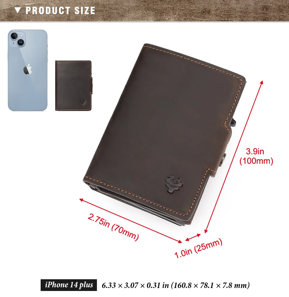 New Automatic Card Holder Genuine Leather Wallet