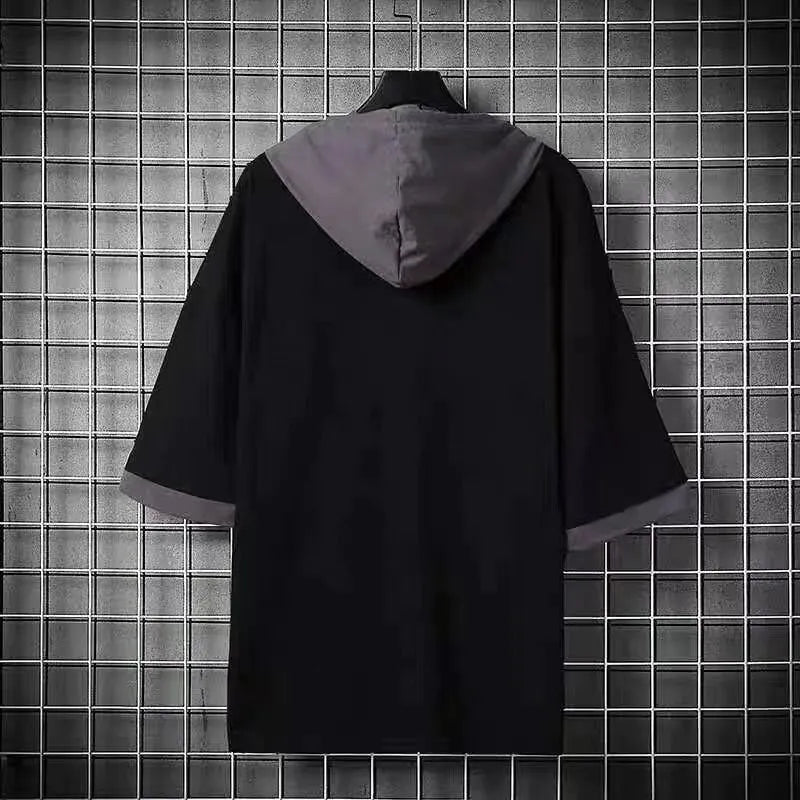Men's  Short Sleeve Printed Hooded Tops