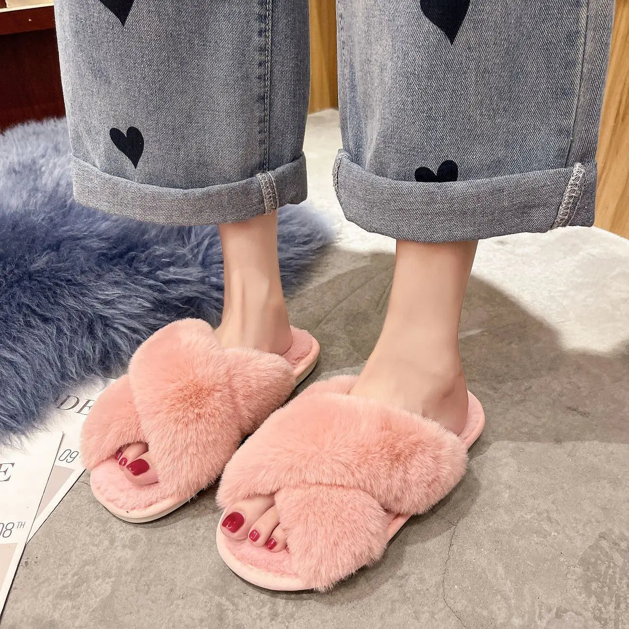 Winter Casual Fluffy Soft Warm Slippers