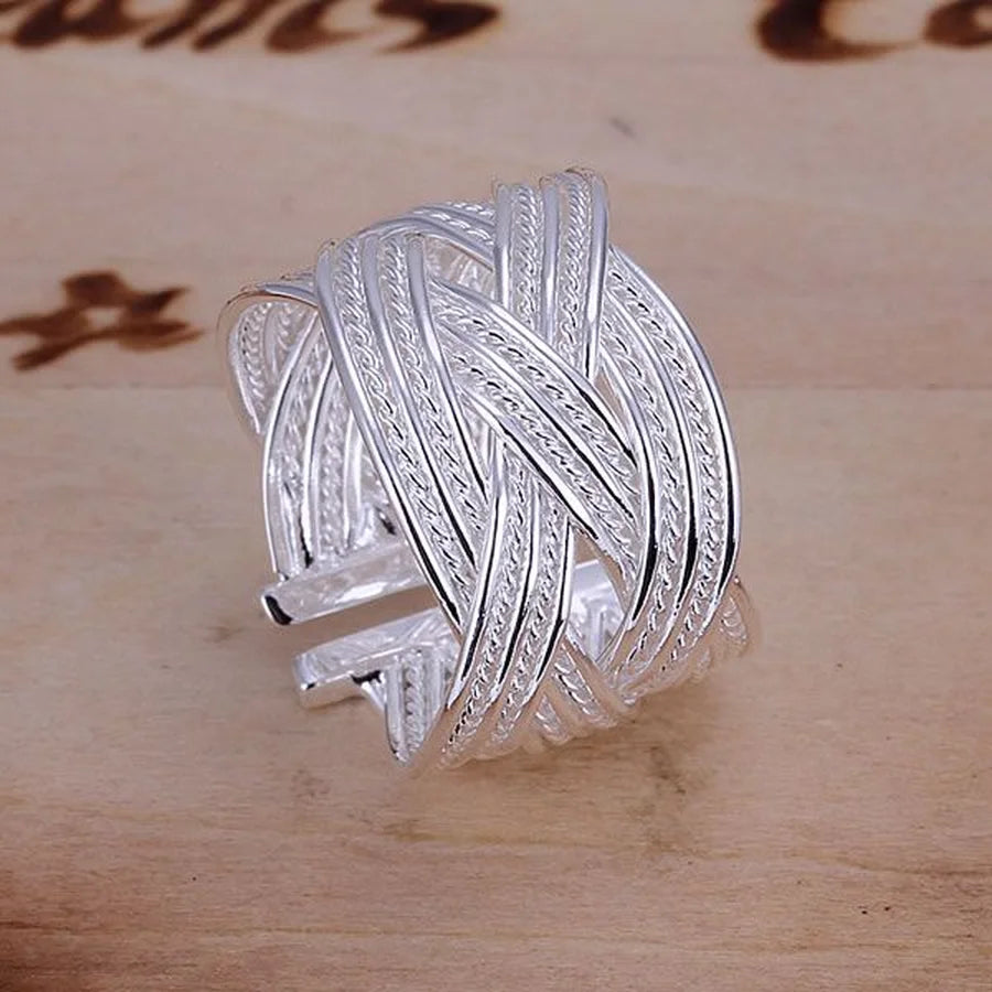 Adjustable 925 Silver Open Ring for Women