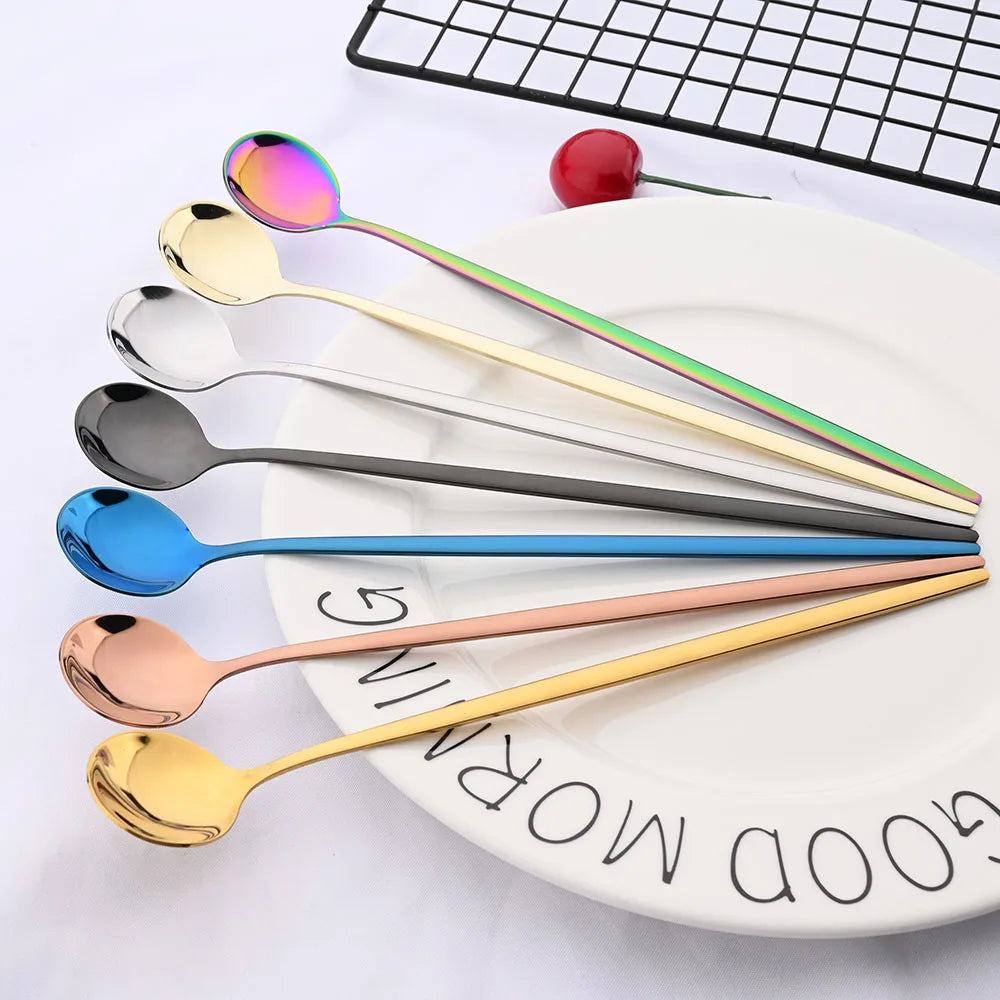 Golden 6-Piece Long-Handle Spoon Set