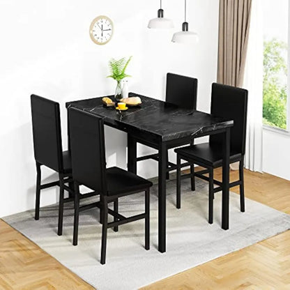 5-Piece Black Dining Table & Chair Set