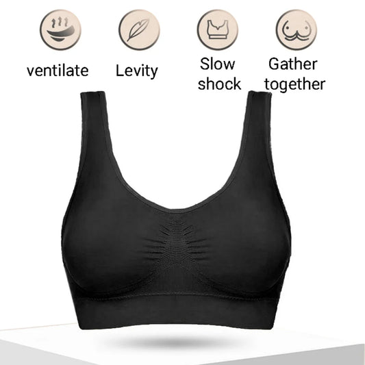 Women's Seamless Black Vertical Stripe Crop Top Breathable Fitness Tube Tops Yoga Underwear Bra