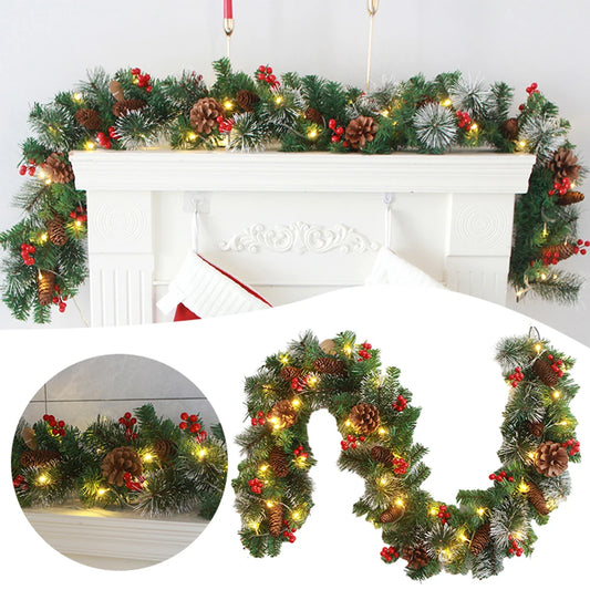 Christmas Garlands with Pinecones & Red Berries Wreath