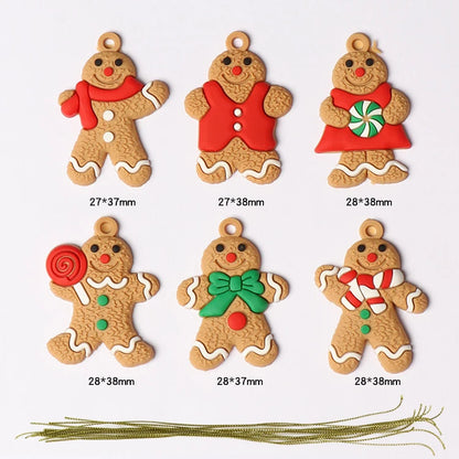12 Assorted Plastic Gingerbread Man Ornaments for Tree Decor