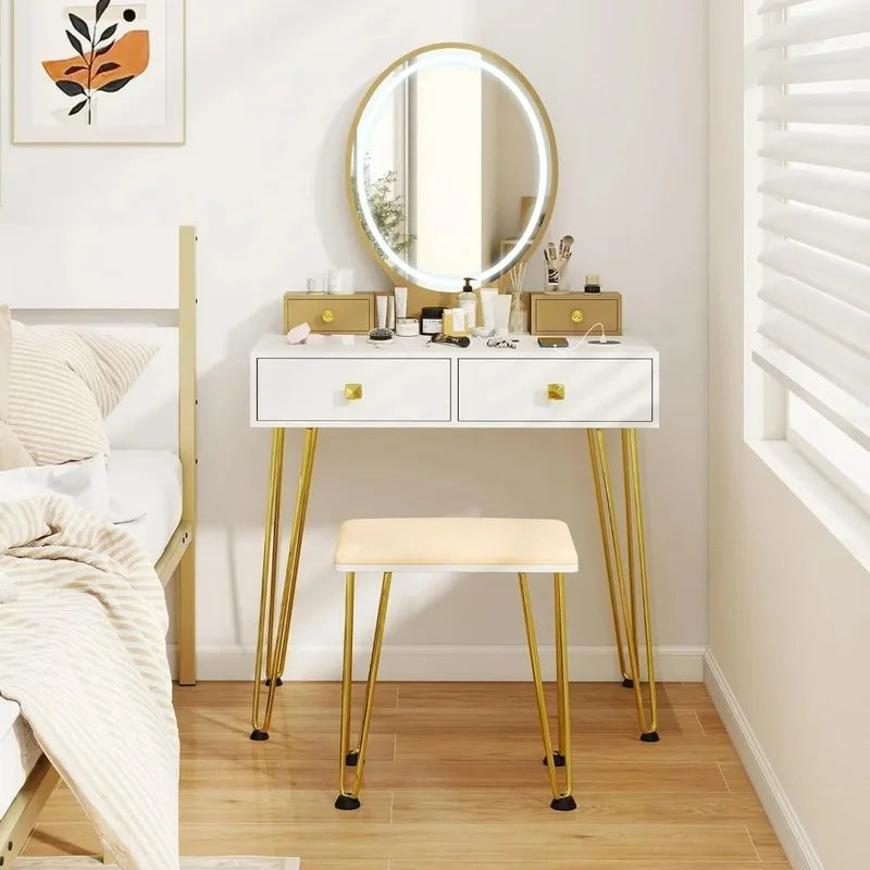 3-Drawer Desk with 360° Mirror