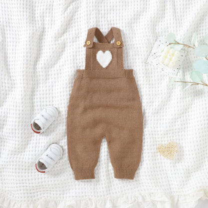 Heart-Shaped Sleeveless Knit Romper for Babies