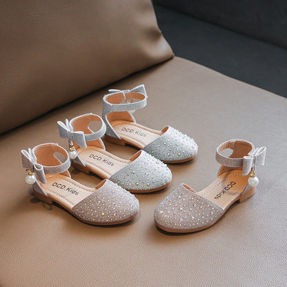 Sandales princesse pour filles, chaussures pour bébés, flambant neuves, pour fête de mariage, sandales plates d'été scintillantes, respirantes à la mode