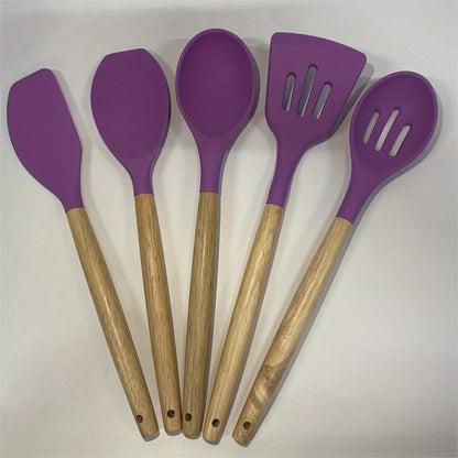 Wooden Handle Heat Resistant Kitchen Utensils Set