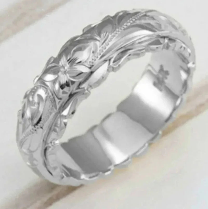 Women Carved Rose Ring