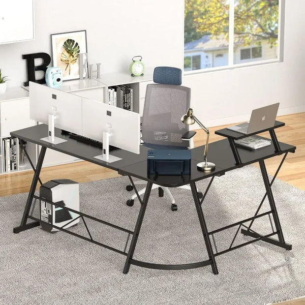 L-Shape Home Office Desk with Storage