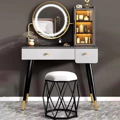 Nordischer Schminktisch fürs Schlafzimmer mit Dimmspiegel