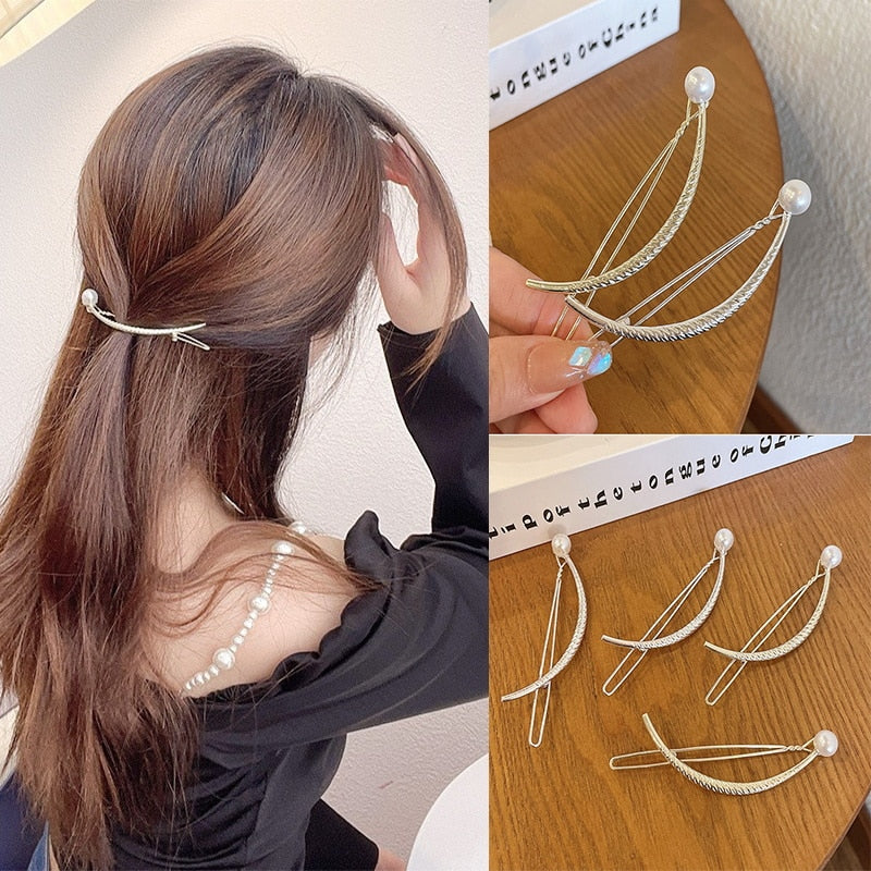 Pearl Arc Hair Clip Stylish Accessory