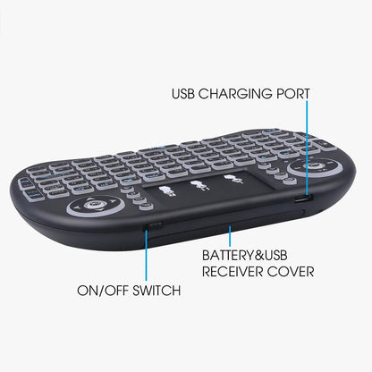 Mini clavier sans fil i8 avec pavé tactile rétroéclairé 3 couleurs