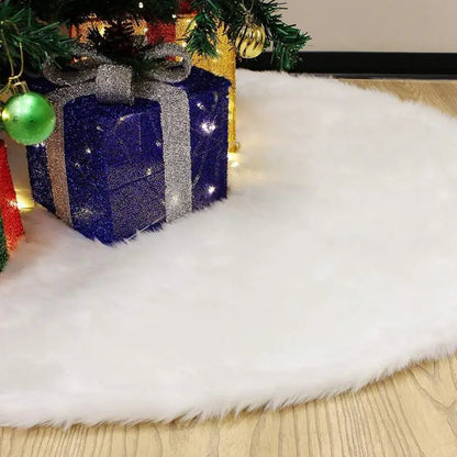 White Plush Tree Skirt with Silver Sequin Snowflake