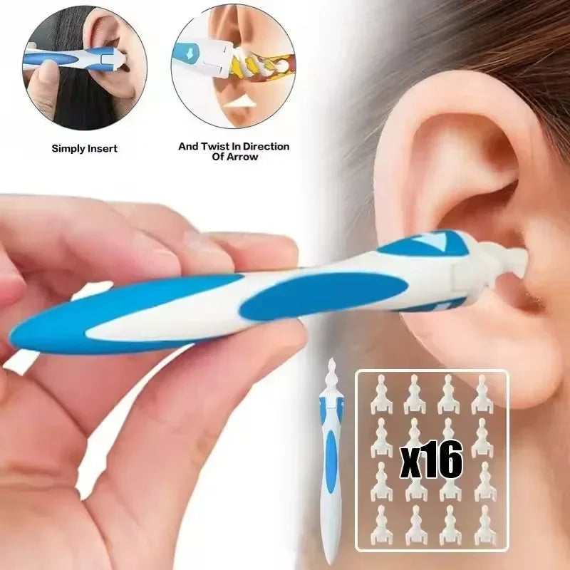 Outil pour retirer le cérumen – Nettoyeur d’oreilles en silicone souple avec 16 embouts de rechange