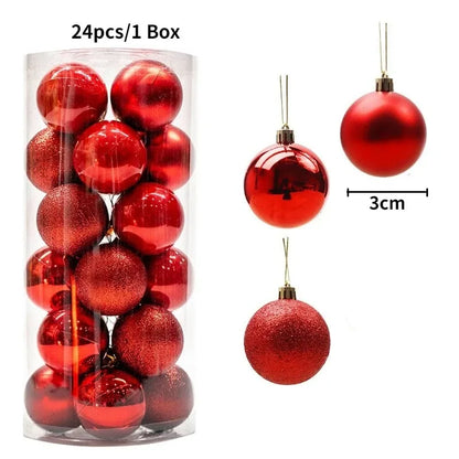 24 boules à suspendre pour arbre de Noël de 6 cm - Décorations de Noël