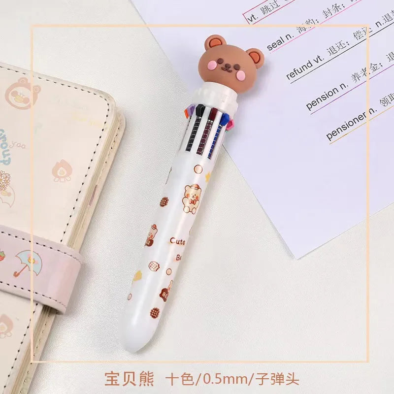 10-Color Cartoon Bear Gel Pen