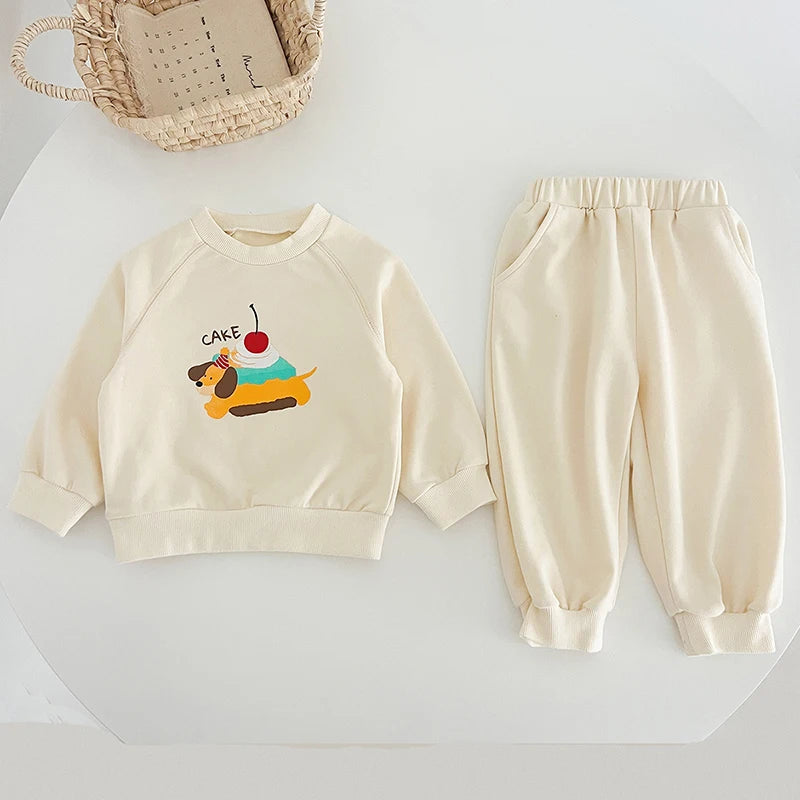 Baby-Unisex-Mode-Cartoon-Buchstaben-Kleidungssets