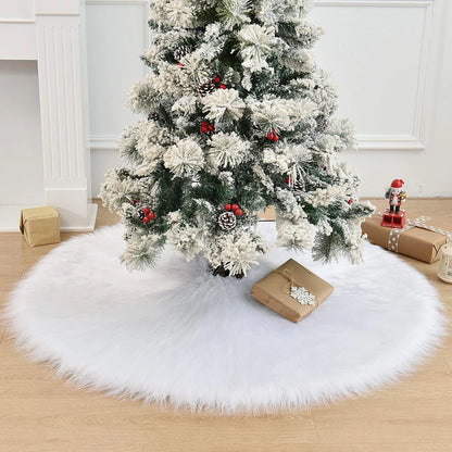 Weißer Plüsch-Weihnachtsbaumrock, festliche Basisdekoration