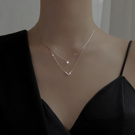 Doppelschichtige V-Halskette – Sterlingsilber