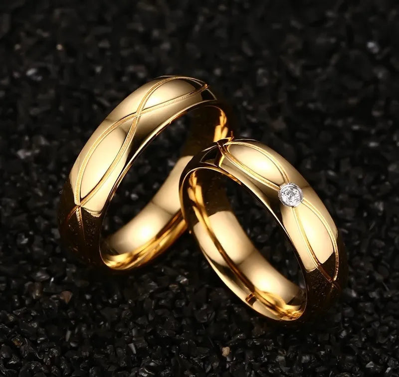 Gold Stainless Steel Wedding Bands for Couple