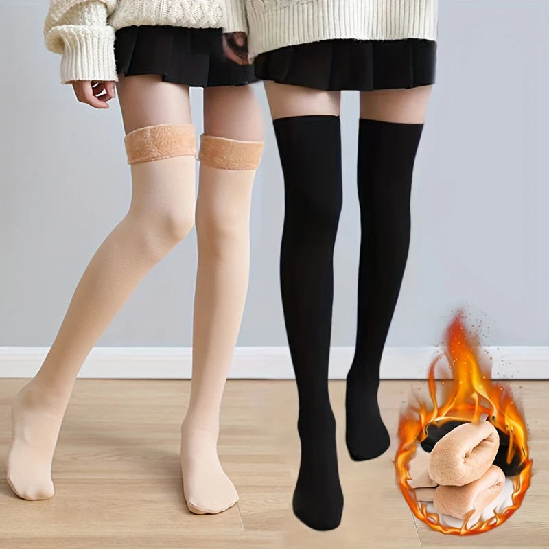 Chaussettes thermiques au-dessus du genou avec doublure polaire épaisse