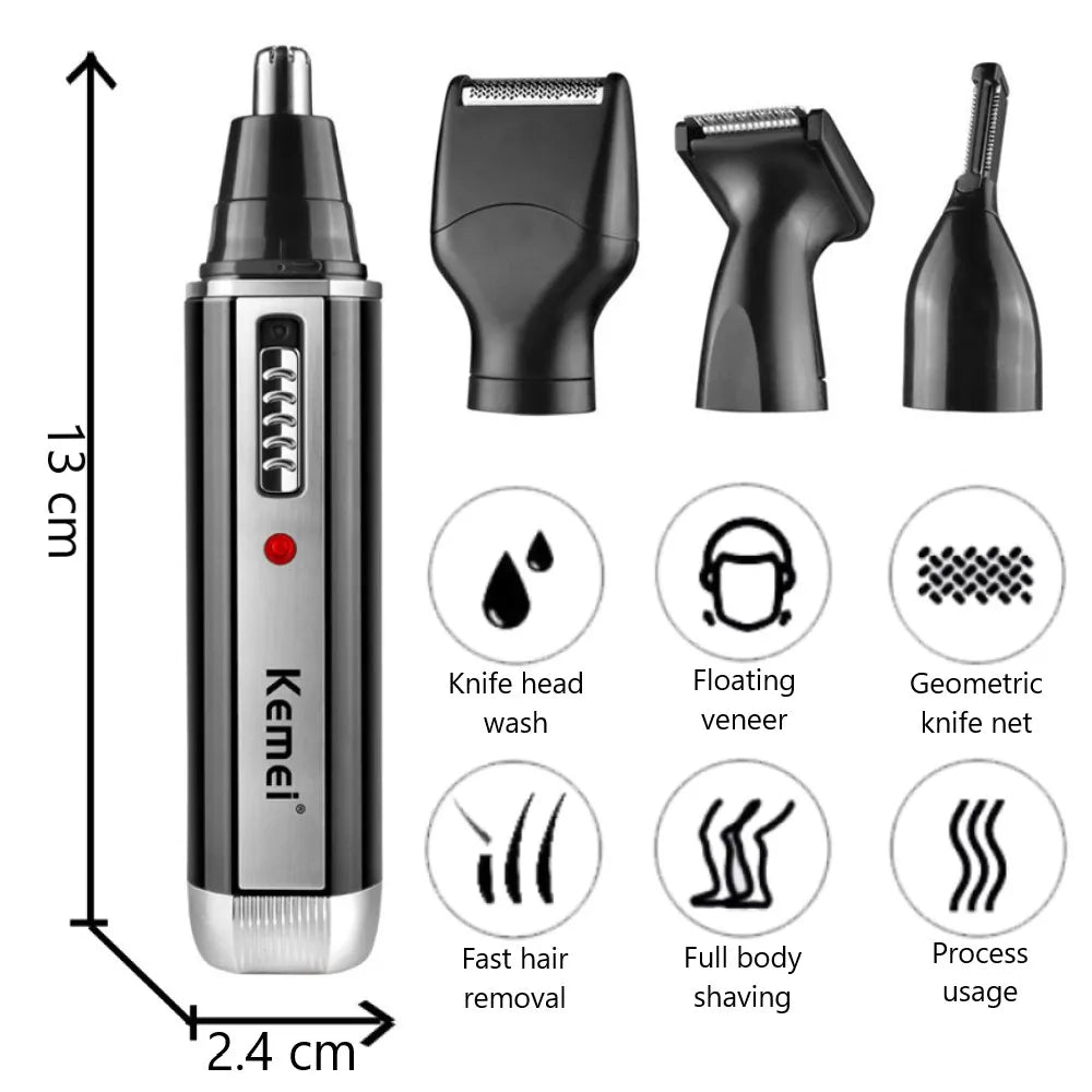 4-in-1 Rechargeable Nose/Beard/Ear and Eyebrow Trimmer